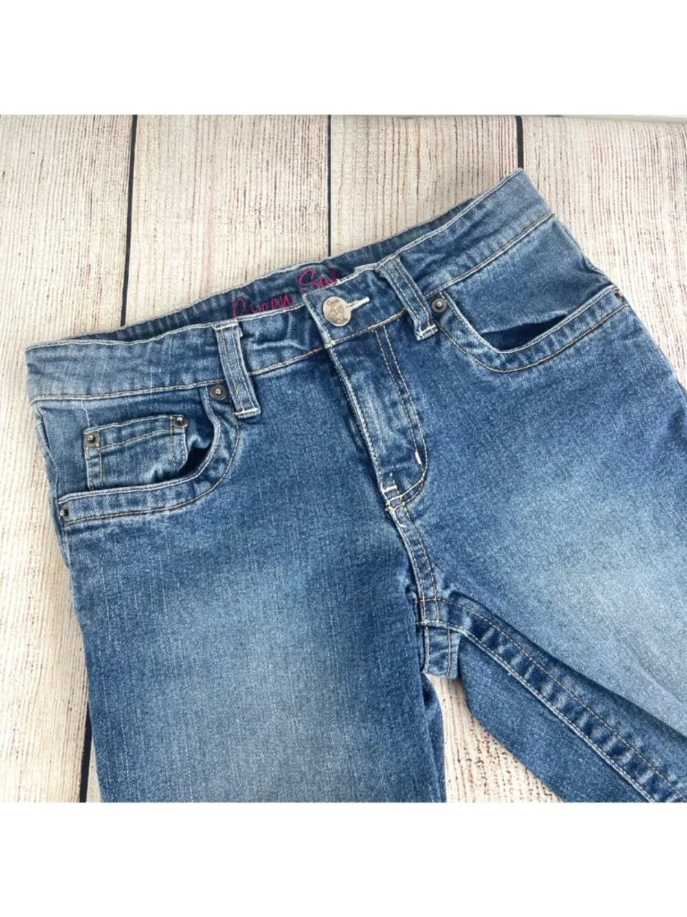 Girls Green Soda Blue Denim Shorts Size 10